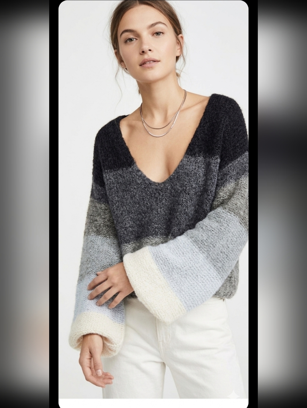 FREE PEOPLE WOMEN'S MULTICOLOR  DEEP V-NECK SWEATER SIZE XS.